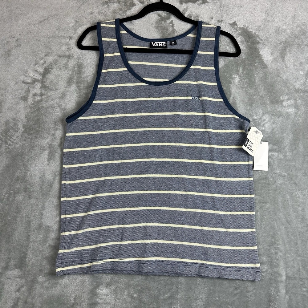 Vans Tank Top Men's M Blue Stripe Cotton NEW
